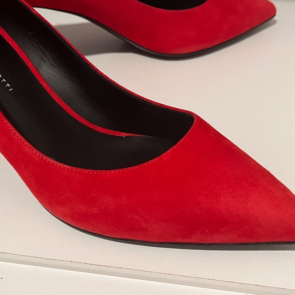 Giuseppe Zanotti Red Suede Pumps Block Heels - Picture 3 of 11